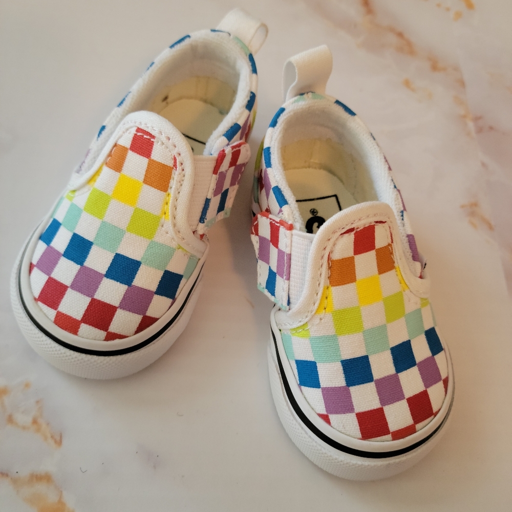 Toddler Rainbow Checker Vans Size 2.5